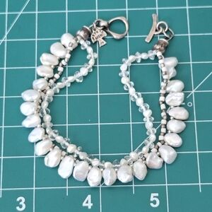 Vtg Peyote Bird Pearls Bracelet 925 Sterling